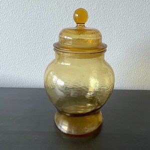 Vintage 1960s Amber Apothecary Urn Jar // Textured Glass // Indiana Glass